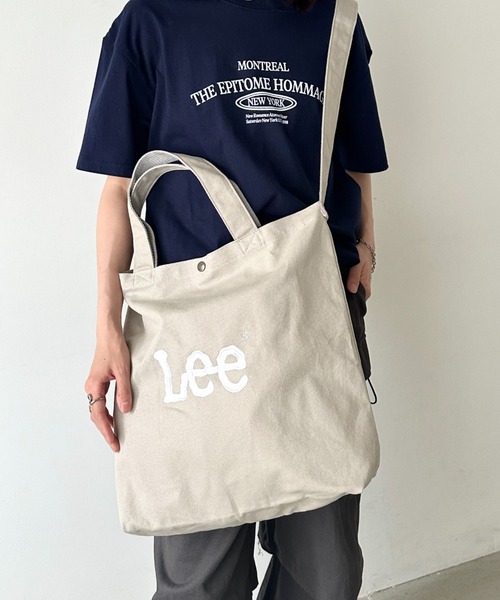 Lee(リー)の「Lee/リー BIG 2WAY トートバッグ/ロゴ刺繍/A3収納/コットン デニム/肩掛け ショルダー 通勤 通学(トートバッグ・レディース・ネイビー/ブラック/グレー/オフホワイト・FREE)」の21枚目の写真