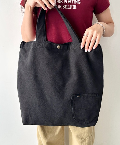 Lee(リー)の「Lee/リー BIG 2WAY トートバッグ/ロゴ刺繍/A3収納/コットン デニム/肩掛け ショルダー 通勤 通学(トートバッグ・レディース・ネイビー/ブラック/グレー/オフホワイト・FREE)」の19枚目の写真