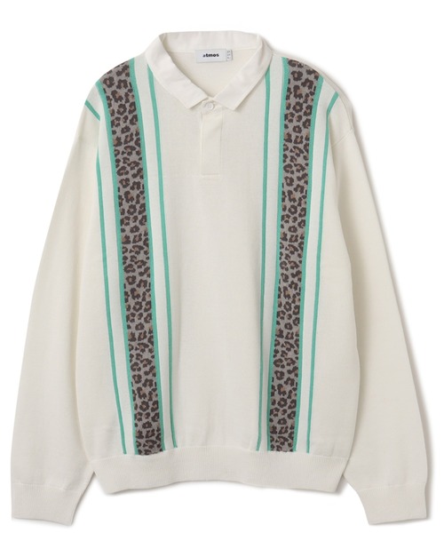 atmos(アトモス)の「atmos Knit LS Rugby Shirt / アトモス ニット ロングスリーブ ラグビー シャツ(ニット/セーター・メンズ・ブラック/ホワイト/ブラウン・L/M/XL)」の1枚目の写真