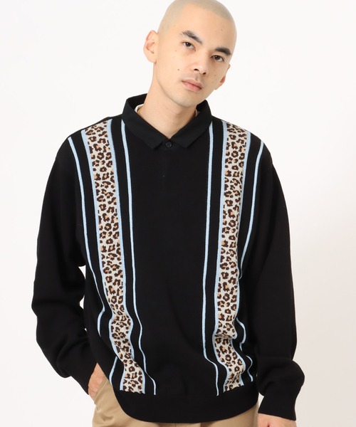 atmos(アトモス)の「atmos Knit LS Rugby Shirt / アトモス ニット ロングスリーブ ラグビー シャツ(ニット/セーター・メンズ・ブラック/ホワイト/ブラウン・L/M/XL)」の2枚目の写真