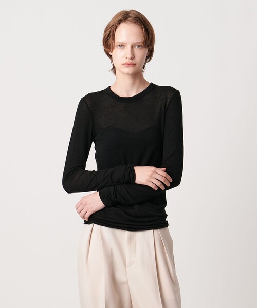AEWEN MATOPH(イウエン マトフ)の「<AEWEN MATOPH>クルーネックロングスリーブカットソー(Tシャツ/カットソー・レディース・ブラック/オフホワイト・FREE)」の1枚目の写真