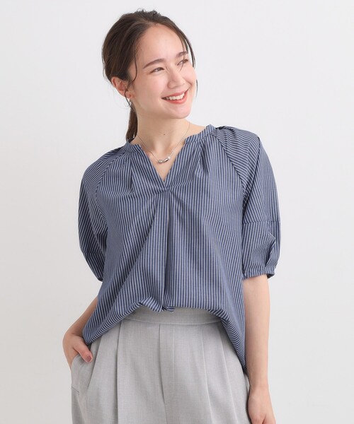 DRESKIP(ドレスキップ)の「【S-LL/洗濯後しわになりにくい】ランタンスリーブで女性らしく 5分袖スキッパーブラウス(シャツ/ブラウス・レディース・ピンク系/チャコールグレー/ブルー系その他4/ブラウン系2・04/03/02/01)」の17枚目の写真