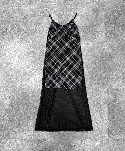 jiasecond.(ジアセカンド)の「【jiasecond.】チェック柄シアーレイヤードキャミワンピース / キャミワンピ フレア チュール シースルー ロング Aライン ブラック ZOZOTOWN限定(ワンピース・レディース・ブラック・FREE)」の22枚目の写真
