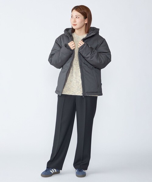 WEB限定】SHIPS: 中綿 ウールブレンド パデッド フード ジャケット