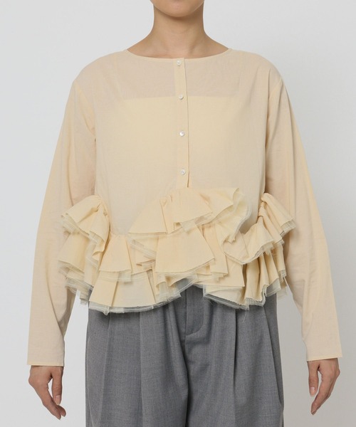 Marilyn Moon（マリリンムーン）の「【MARILYN MOON】＜別注＞2WAYブラウス（シャツ/ブラウス・レディース・ネイビー/ベージュ・フリー）」の12枚目の写真