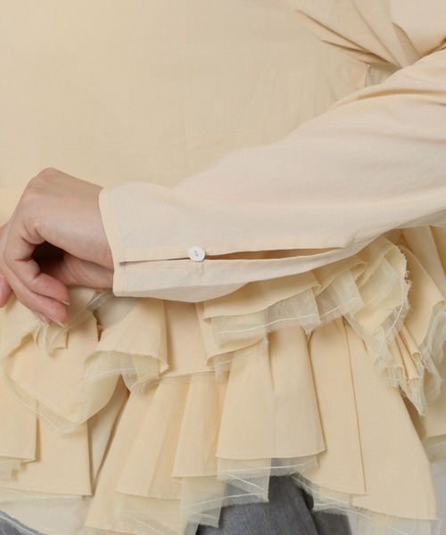 Marilyn Moon（マリリンムーン）の「【MARILYN MOON】＜別注＞2WAYブラウス（シャツ/ブラウス・レディース・ネイビー/ベージュ・フリー）」の6枚目の写真