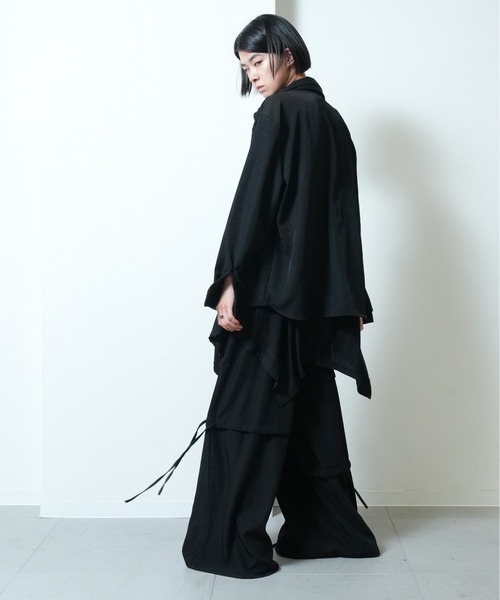 Asymmetry drawstring wide pants / アシンメトリー ドローストリング