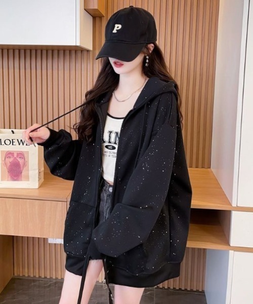 yori ラメ　グレー パーカー Fサイズ yori ラメ グレー パーカー Fサイズ