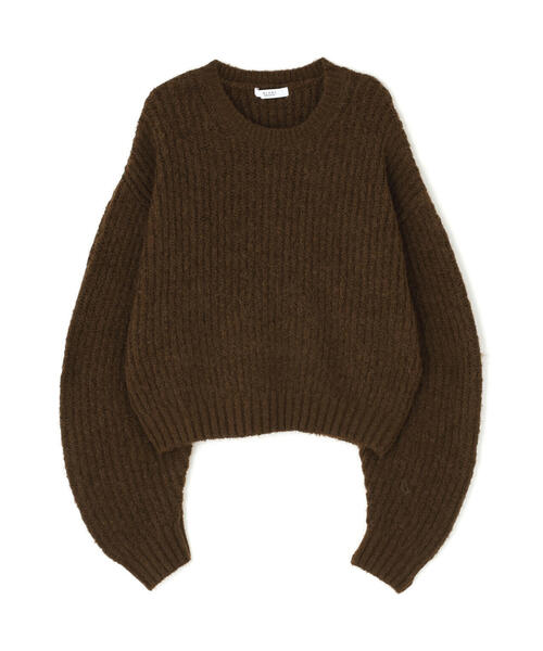 NATURAL BEAUTY BASIC（ナチュラルビューティーベーシック）の「◇【BLANC】クロップドアゼフォルムニット（ニット/セーター・レディース・ダークブラウン/ピンク/ライトグリーン・FREE）」の4枚目の写真