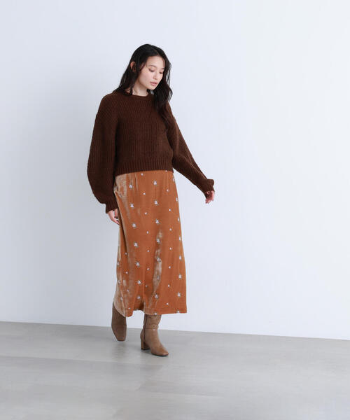 NATURAL BEAUTY BASIC（ナチュラルビューティーベーシック）の「◇【BLANC】クロップドアゼフォルムニット（ニット/セーター・レディース・ダークブラウン/ピンク/ライトグリーン・FREE）」の6枚目の写真