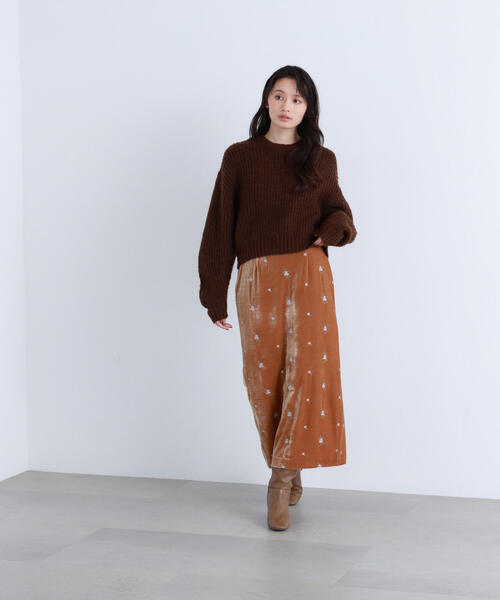 NATURAL BEAUTY BASIC（ナチュラルビューティーベーシック）の「◇【BLANC】クロップドアゼフォルムニット（ニット/セーター・レディース・ダークブラウン/ピンク/ライトグリーン・FREE）」の8枚目の写真