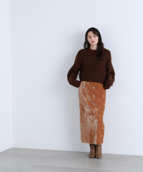 NATURAL BEAUTY BASIC（ナチュラルビューティーベーシック）の「◇【BLANC】クロップドアゼフォルムニット（ニット/セーター・レディース・ダークブラウン/ピンク/ライトグリーン・FREE）」の11枚目の写真