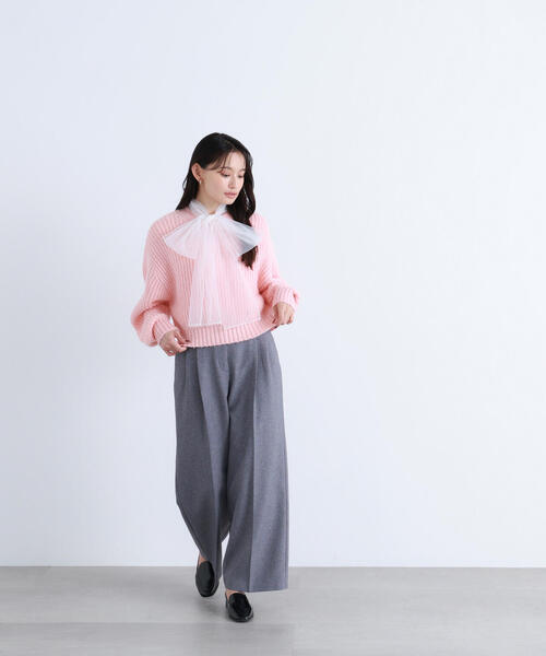 NATURAL BEAUTY BASIC（ナチュラルビューティーベーシック）の「◇【BLANC】クロップドアゼフォルムニット（ニット/セーター・レディース・ダークブラウン/ピンク/ライトグリーン・FREE）」の20枚目の写真