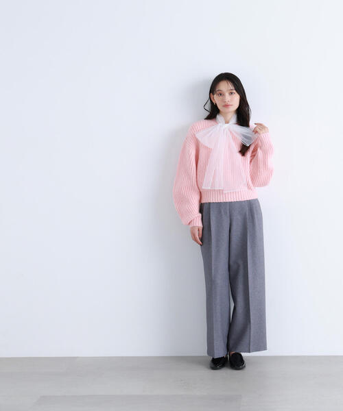 NATURAL BEAUTY BASIC（ナチュラルビューティーベーシック）の「◇【BLANC】クロップドアゼフォルムニット（ニット/セーター・レディース・ダークブラウン/ピンク/ライトグリーン・FREE）」の22枚目の写真