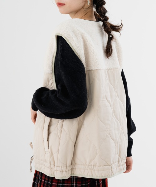 refinedworks(リファインドワークス)の「【refinedworks】ボア × キルティング の 異素材切替ベスト!(ベスト・レディース・カーキ/ブラック/ベージュ・FREE)」の5枚目の写真