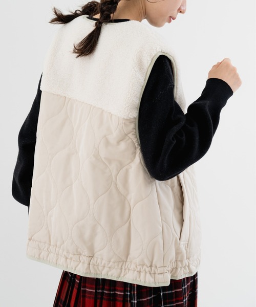 refinedworks(リファインドワークス)の「【refinedworks】ボア × キルティング の 異素材切替ベスト!(ベスト・レディース・カーキ/ブラック/ベージュ・FREE)」の8枚目の写真