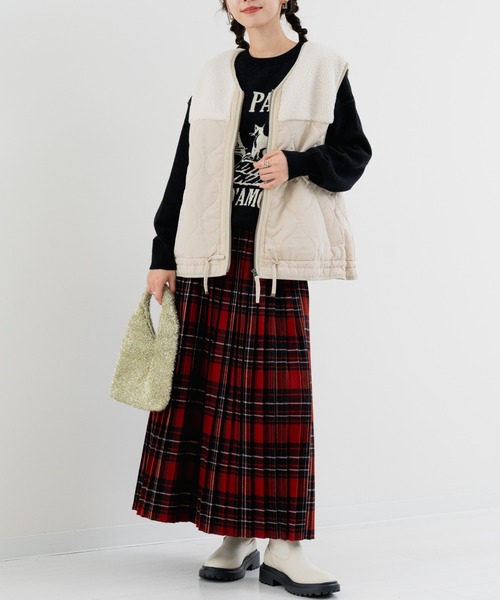 refinedworks(リファインドワークス)の「【refinedworks】ボア × キルティング の 異素材切替ベスト!(ベスト・レディース・カーキ/ブラック/ベージュ・FREE)」の22枚目の写真