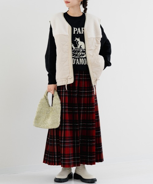 refinedworks(リファインドワークス)の「【refinedworks】ボア × キルティング の 異素材切替ベスト!(ベスト・レディース・カーキ/ブラック/ベージュ・FREE)」の20枚目の写真