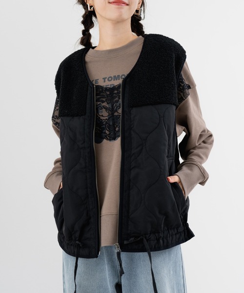 refinedworks(リファインドワークス)の「【refinedworks】ボア × キルティング の 異素材切替ベスト!(ベスト・レディース・カーキ/ブラック/ベージュ・FREE)」の12枚目の写真