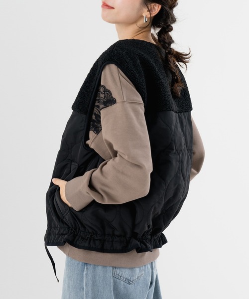 refinedworks(リファインドワークス)の「【refinedworks】ボア × キルティング の 異素材切替ベスト!(ベスト・レディース・カーキ/ブラック/ベージュ・FREE)」の16枚目の写真