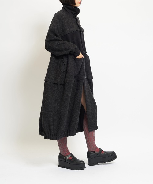 gomme（ゴム）の「モッサジャージ　切替ロングコート（その他アウター・レディース・チャコールグレー/ブラック・MEDIUM）」の4枚目の写真