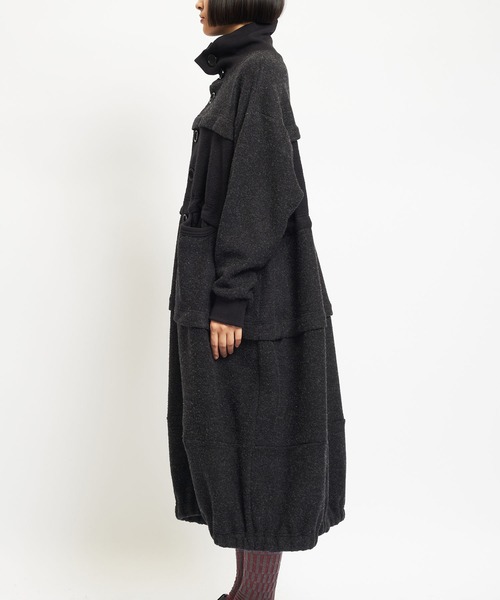 gomme（ゴム）の「モッサジャージ　切替ロングコート（その他アウター・レディース・チャコールグレー/ブラック・MEDIUM）」の10枚目の写真