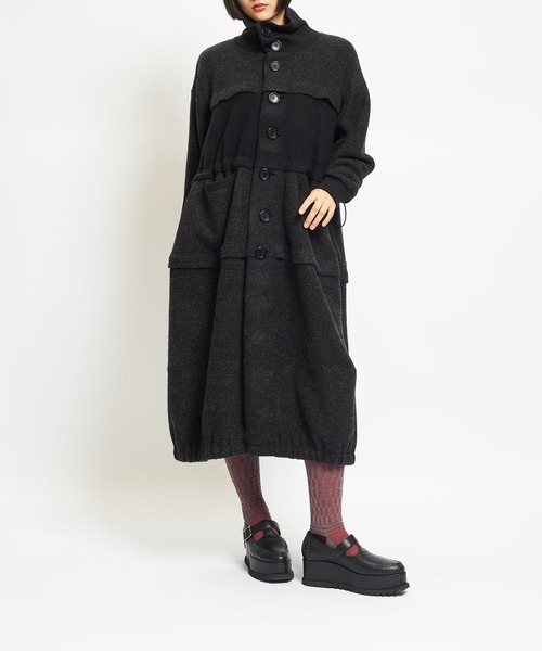 gomme（ゴム）の「モッサジャージ　切替ロングコート（その他アウター・レディース・チャコールグレー/ブラック・MEDIUM）」の5枚目の写真