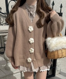 LAUIR（ラウアー）の「花デザインビッグシルエットニットカーディガン（カーディガン/ボレロ）」