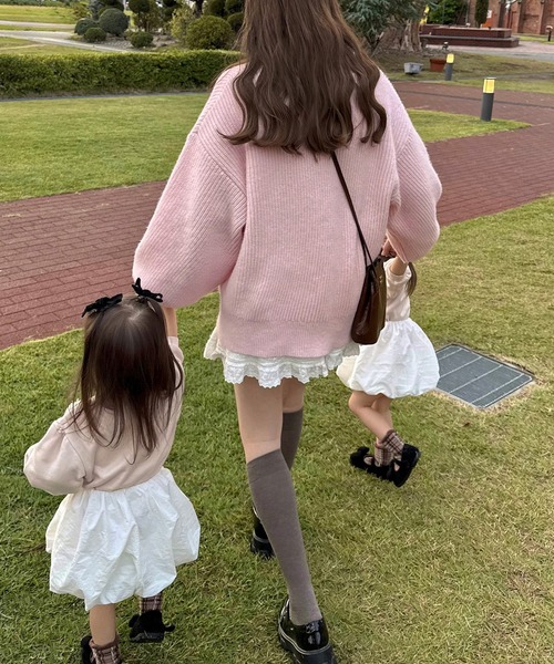LAUIR（ラウアー）の「花デザインビッグシルエットニットカーディガン（カーディガン/ボレロ・レディース・ピンク/アイボリー/ピンクベージュ・MEDIUM/LARGE）」の9枚目の写真