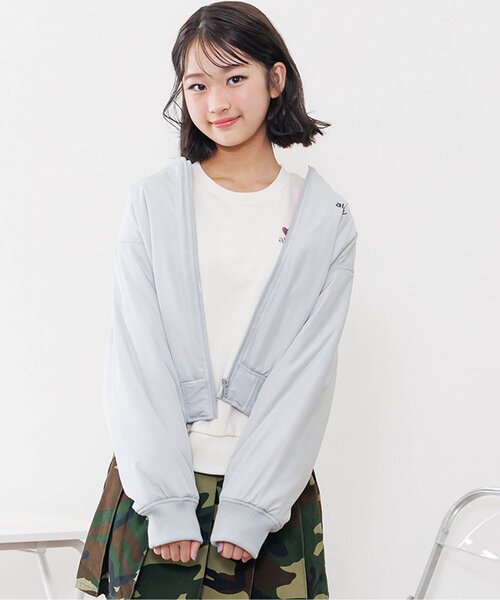 algy（アルジー）の「ライニング配色ライトブルゾン（ブルゾン・キッズ・ブラック/カーキ/グレー・XX-SMALL/X-SMALL/SMALL/MEDIUM）」の2枚目の写真