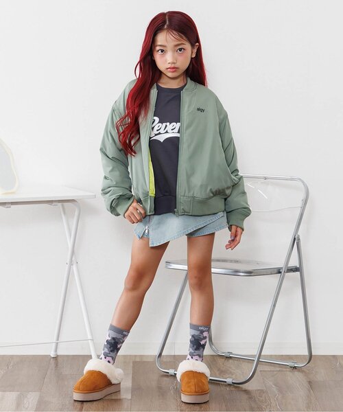 algy（アルジー）の「ライニング配色ライトブルゾン（ブルゾン・キッズ・ブラック/カーキ/グレー・XX-SMALL/X-SMALL/SMALL/MEDIUM）」の8枚目の写真