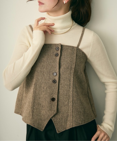 Lunea（ルネア）の「ベルト付き2wayビスチェ（キャミソール・レディース・グレー/ブラウン・FREE）」の2枚目の写真