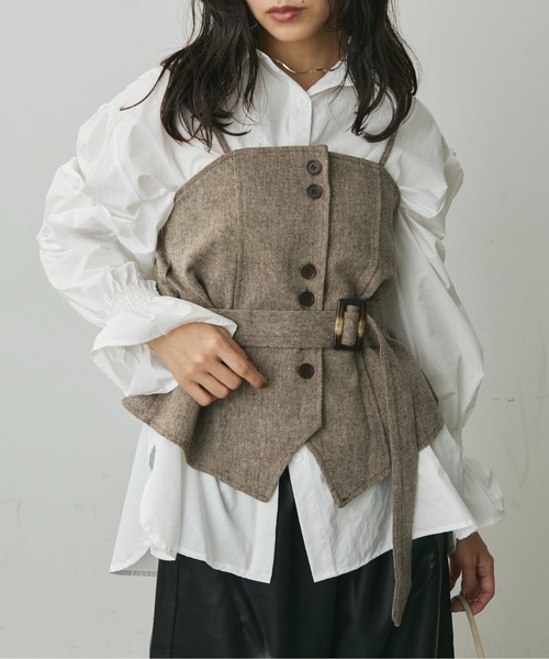 Lunea（ルネア）の「ベルト付き2wayビスチェ（キャミソール・レディース・グレー/ブラウン・FREE）」の8枚目の写真