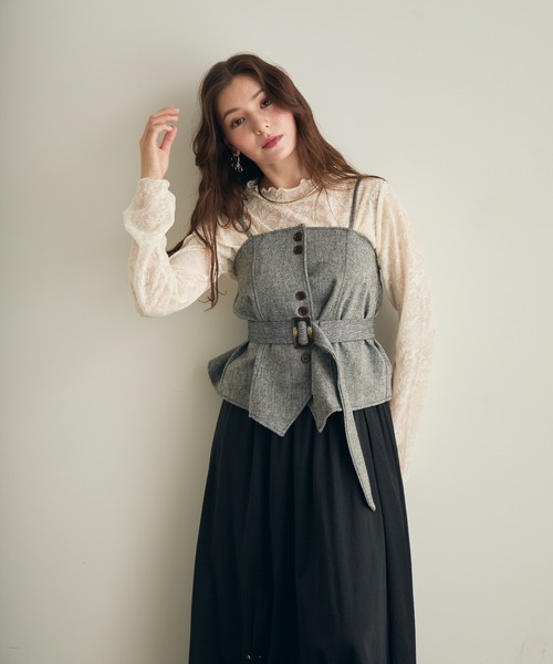Lunea（ルネア）の「ベルト付き2wayビスチェ（キャミソール・レディース・グレー/ブラウン・FREE）」の20枚目の写真