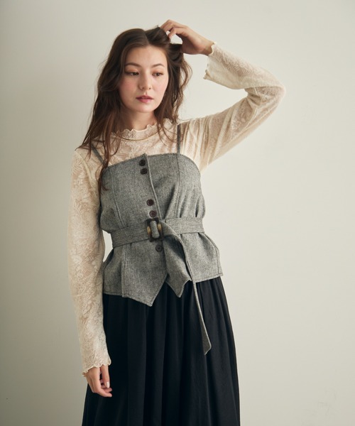 Lunea（ルネア）の「ベルト付き2wayビスチェ（キャミソール・レディース・グレー/ブラウン・FREE）」の21枚目の写真