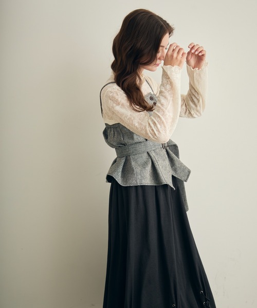 Lunea（ルネア）の「ベルト付き2wayビスチェ（キャミソール・レディース・グレー/ブラウン・FREE）」の18枚目の写真