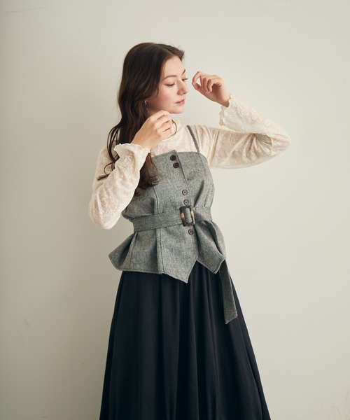 Lunea（ルネア）の「ベルト付き2wayビスチェ（キャミソール・レディース・グレー/ブラウン・FREE）」の19枚目の写真