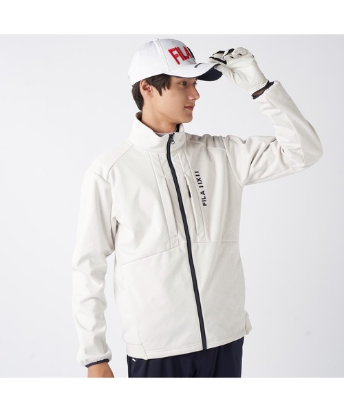 FILA GOLF(フィラゴルフ )の「FILA GOLF フィラゴルフ ゴルフウェア ワンポイント ロゴ ストレッチ 保温 防風 キルトボンディングブルゾン(ブルゾン・メンズ・オフホワイト/ブラック・3L/LL/L/M)」の2枚目の写真