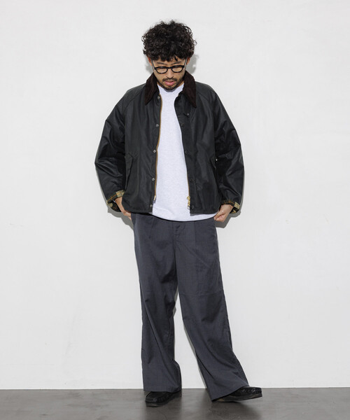 FREAK'S STORE(フリークスストア)の「Washed 100% Wool ワイドシルエット スラックスパンツ(スラックス・メンズ・ブラック/グレー・MEDIUM/LARGE)」の9枚目の写真