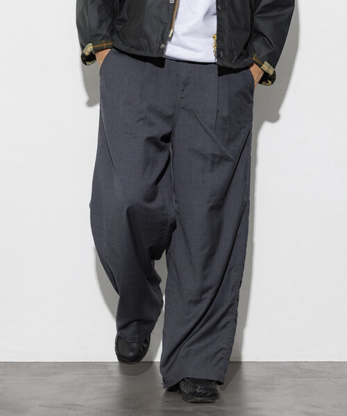 FREAK'S STORE(フリークスストア)の「Washed 100% Wool ワイドシルエット スラックスパンツ(スラックス・メンズ・ブラック/グレー・MEDIUM/LARGE)」の7枚目の写真