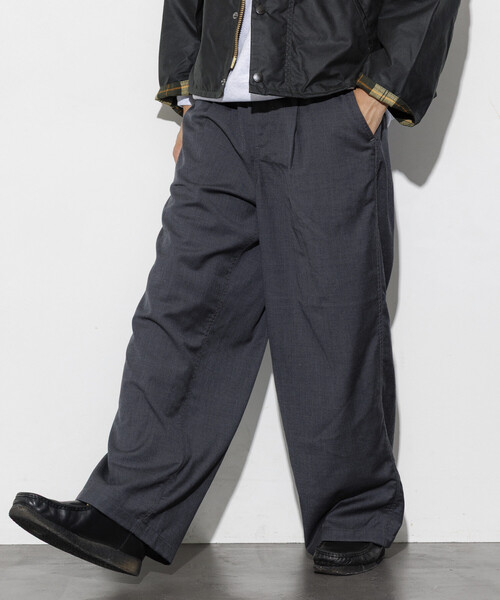 FREAK'S STORE(フリークスストア)の「Washed 100% Wool ワイドシルエット スラックスパンツ(スラックス・メンズ・ブラック/グレー・MEDIUM/LARGE)」の5枚目の写真