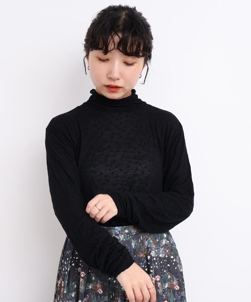 _透けてるドット タートルインナー（Tシャツ/カットソー）｜l'atelier