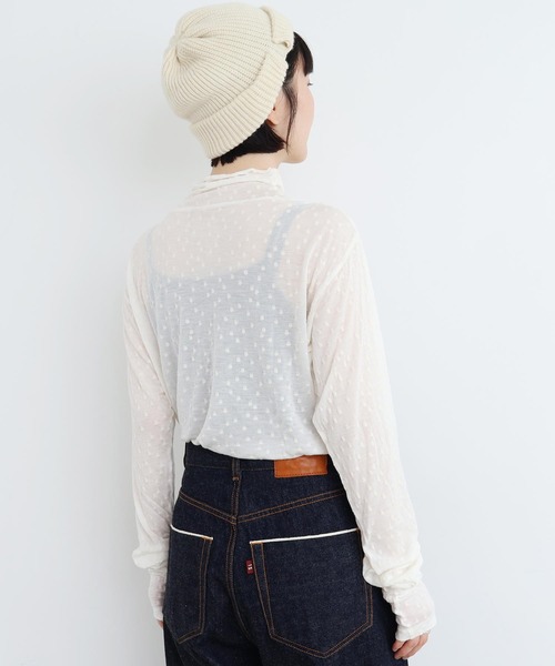 l'atelier du savon(アトリエドサボン)の「_透けてるドット タートルインナー(Tシャツ/カットソー・レディース・ブラック/オフホワイト・FREE)」の5枚目の写真