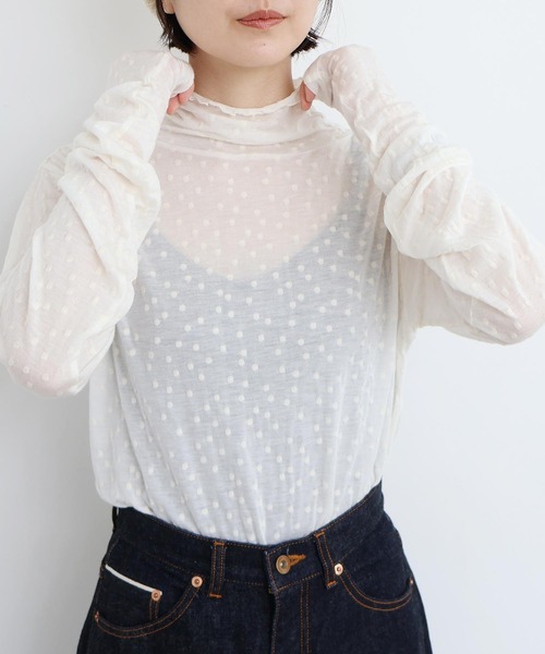 l'atelier du savon(アトリエドサボン)の「_透けてるドット タートルインナー(Tシャツ/カットソー・レディース・ブラック/オフホワイト・FREE)」の8枚目の写真