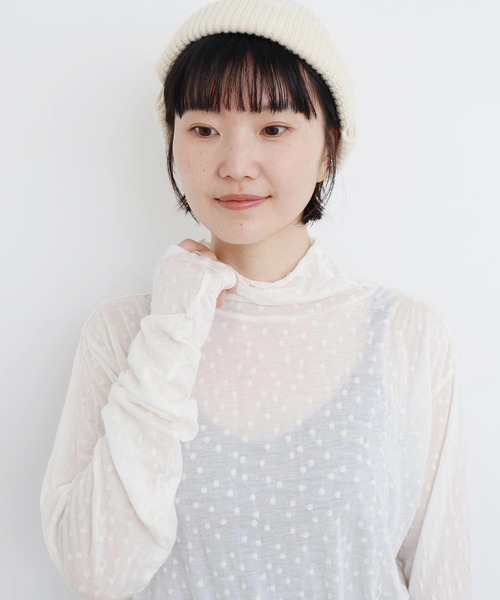 l'atelier du savon(アトリエドサボン)の「_透けてるドット タートルインナー(Tシャツ/カットソー・レディース・ブラック/オフホワイト・FREE)」の10枚目の写真