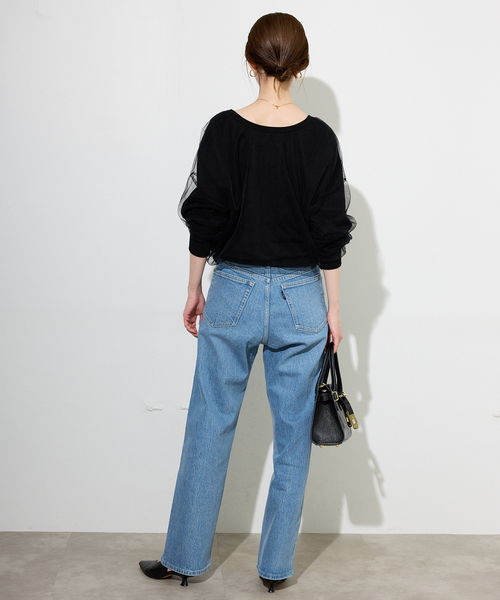 SLOBE IENA（スローブイエナ）の「《4サイズ展開/追加7》LE DENIM ストレートデニムパンツ（デニムパンツ・レディース・ブラック/サックスブルー・34/36/38/40）」の12枚目の写真