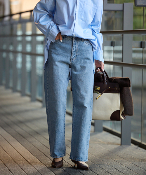 SLOBE IENA(スローブイエナ)の「《4サイズ展開/追加7》LE DENIM ストレートデニムパンツ(デニムパンツ・レディース・ブラック/サックスブルー・34/36/38/40)」の12枚目の写真