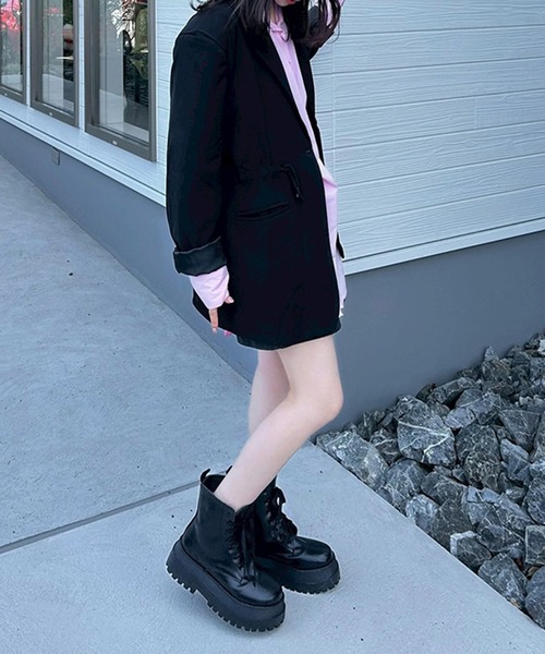Flugge(フラッジー)の「ウエストギャザーBIGジャケット(その他アウター・レディース・ベージュ/ブラック・FREE)」の17枚目の写真