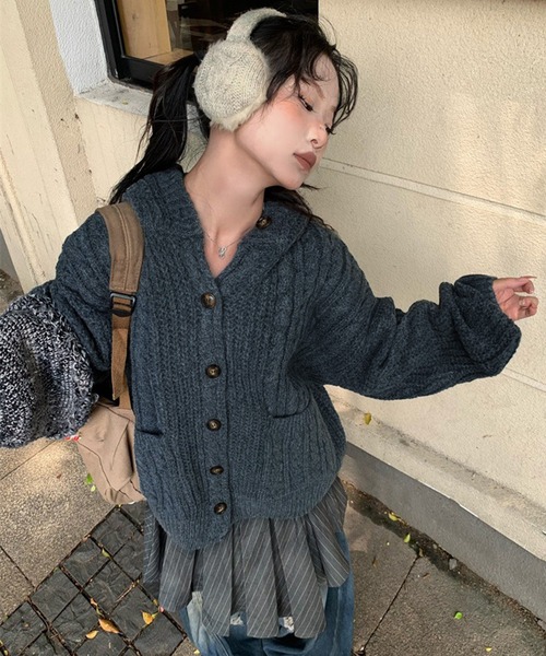 セール】ボリューム オーバーサイズカーディガン/ざっくり編み ビッグ