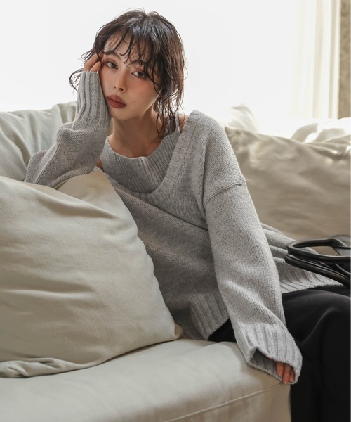 SUGAR BISKET(シュガービスケット)の「タンクトップレイヤードニットセット(その他トップス・レディース・ベージュ/オートミール/ブラック/グレー・フリー)」の11枚目の写真